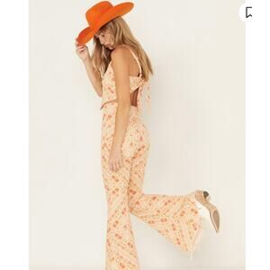 Show Me Your MuMu Orange Floral Flare Pants Size Medium